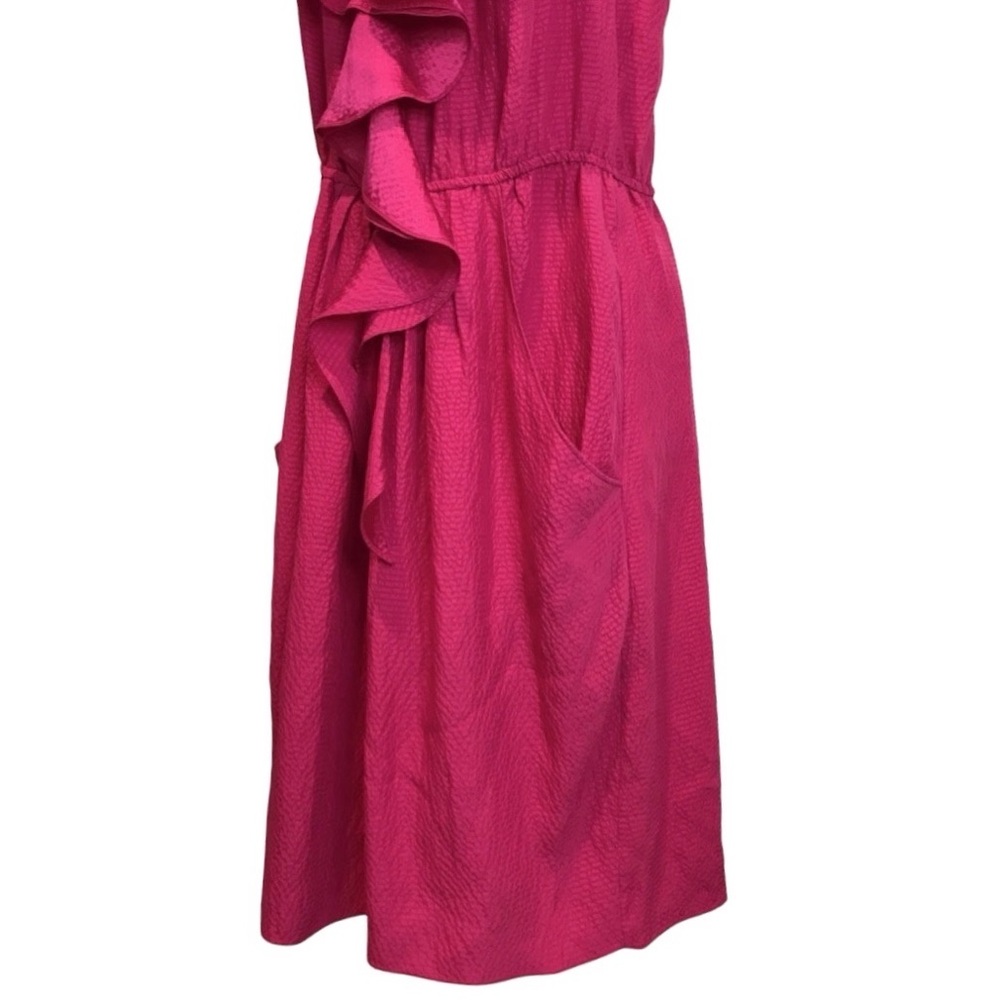 REBECCA TAYLOR new Silk Raspberry Fuchsia Cami Ruffle Dress Midi Sundress NWOT - Picture 11 of 16